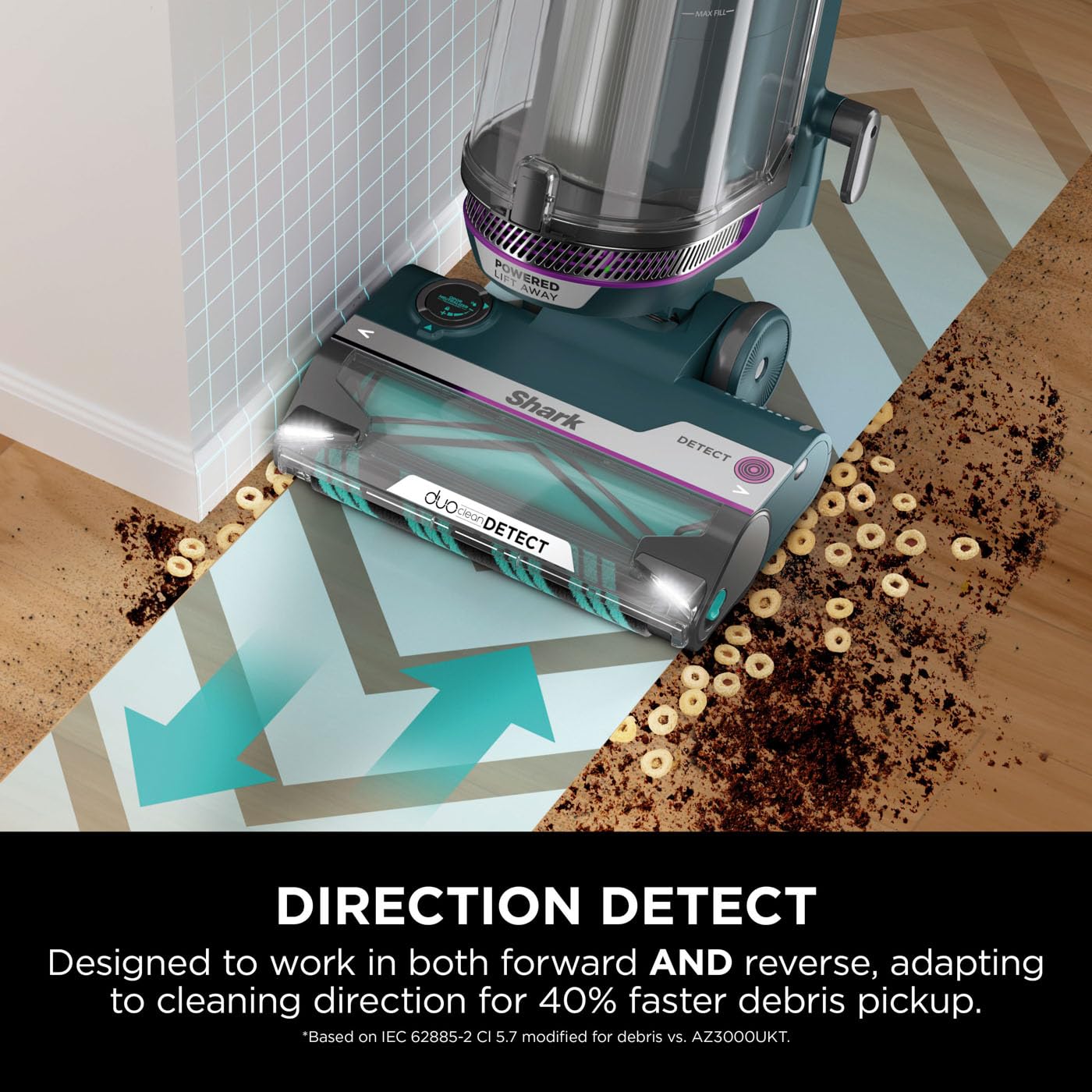 Shark PowerDetect Corded Upright Vacuum Cleaner, DuoClean Detect, Reverse Clean, Anti Hair Wrap Plus, Anti-Allergen, 8m Cord, 1.3L, Dusting Brush, Pet, Crevice, Multi Surface Tools & Bag, AZ3900UKTBK