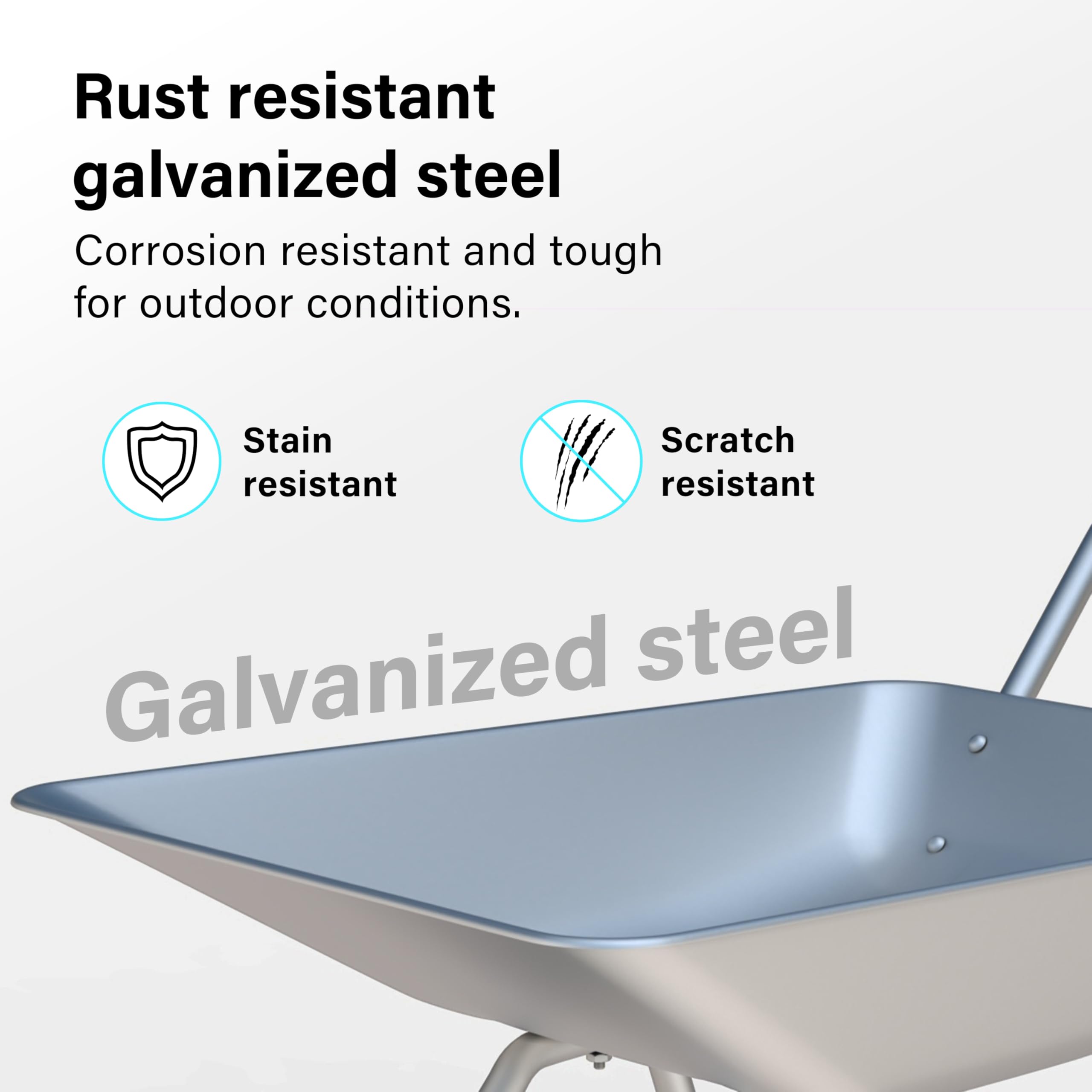65L Wheelbarrow Home Garden, Heavy Duty Cart Galvanised Wheel Barrow with Pneumatic Tyre 100KG Load-Bear, Strong Large Transport Trolley Handcart, Suitable for Garden Work