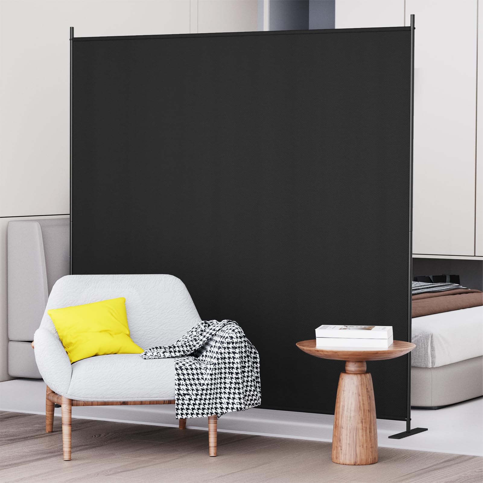 C-Hopetree 6 Panels Room Divider, 180cm Tall Indoor Folding Privacy Screen, Portable Partition Separator, Freestanding Separation Temporary Wall for Office, Bedroom, 304cm W X 180cm H, Black