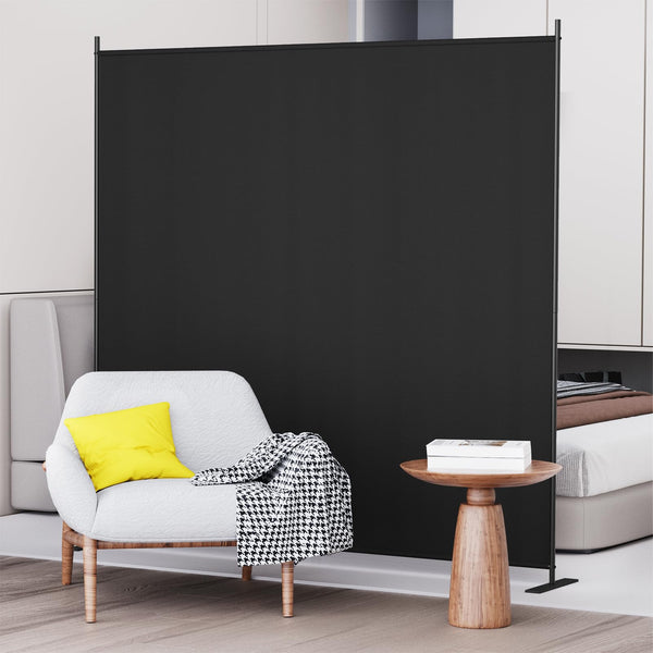 C-Hopetree 6 Panels Room Divider, 180cm Tall Indoor Folding Privacy Screen, Portable Partition Separator, Freestanding Separation Temporary Wall for Office, Bedroom, 304cm W X 180cm H, Black