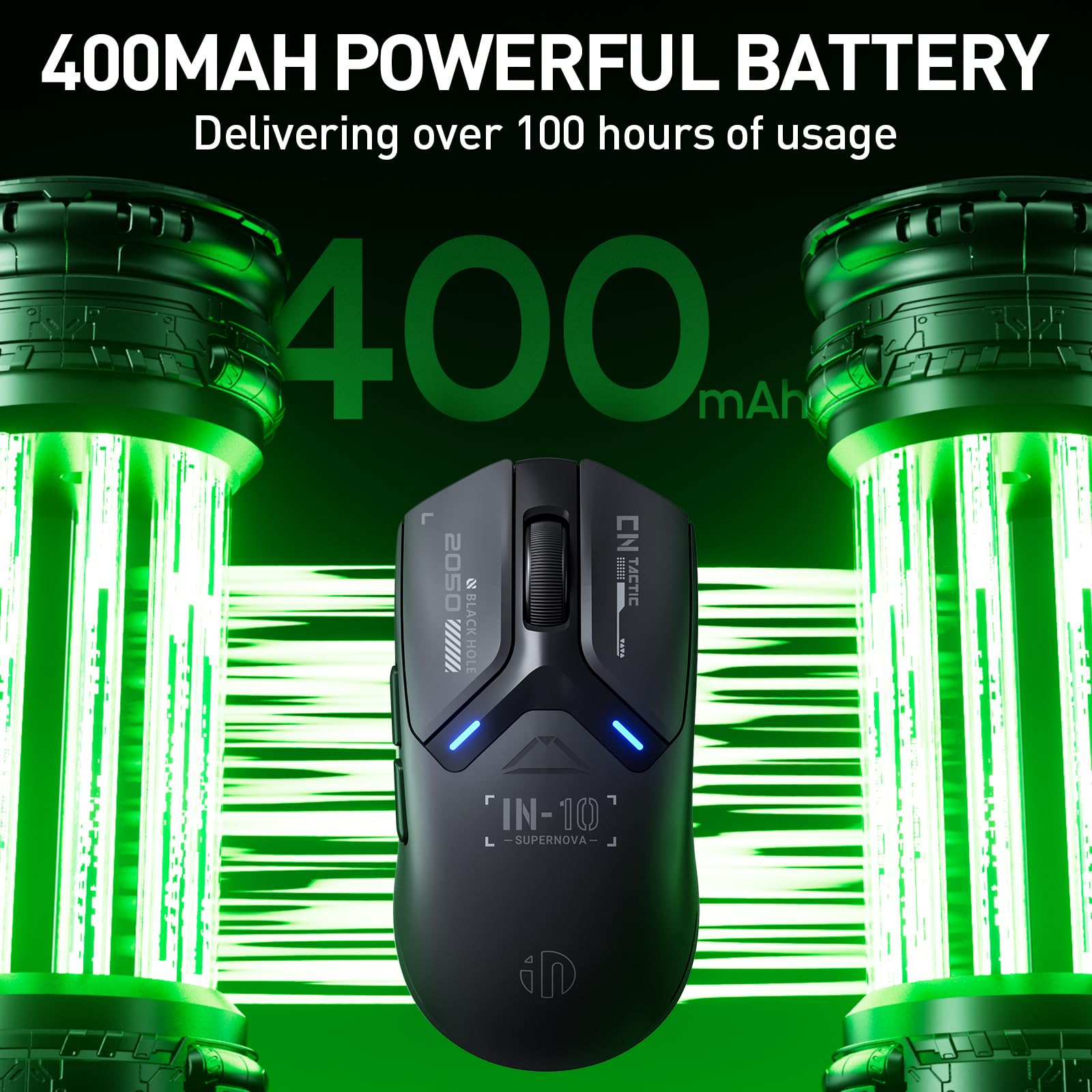 INPHIC IN10P Lightweight Wireless Gaming Mouse, Tri-Mode Wireless Mouse with Bluetooth/ 2.4G/ USB-C Wired, 60g Superlight, PAW3395 26K DPI Sensor, 8kHz Polling Rate, Fully Programmable, Black