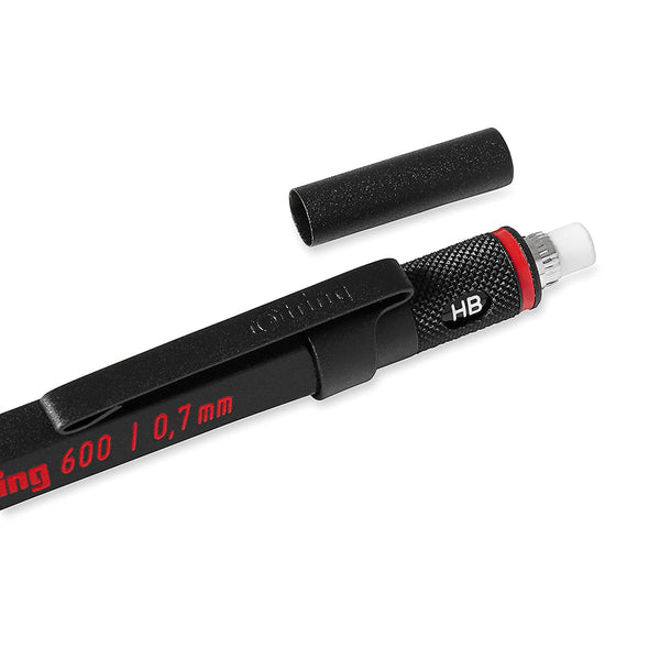 rOtring 600 3-in-1 Multicolour Pen and Mechanical Pencil | Black & Red Ballpoint Pen Tips | 1 Mechanical Pencil Tip (0.5mm) | Silver Barrel