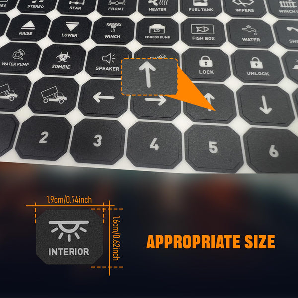 Chelhead 140PCS Vehicle Switch Panel Stickers for P2-6/8/12 Gang Switch Panel Universal Waterproof Multi-Function Button Control Rocker Labels Compatible with Car Dashboard, Boat, RV, Truck
