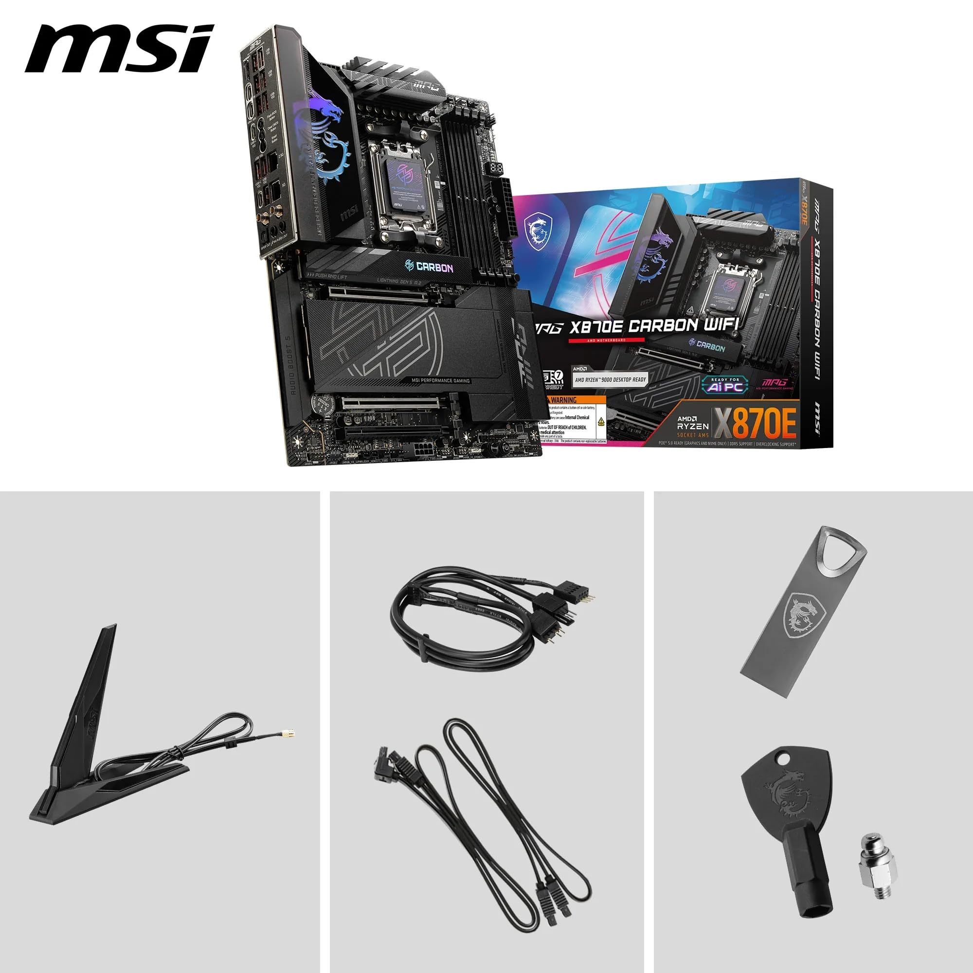 MSI X670E GAMING PLUS WIFI Motherboard, ATX - Supports AMD Ryzen 9000 / 8000 / 7000 Series Processors, AM5 - 80A SPS VRM, DDR5 Memory Boost 7800+ MHz/OC, PCIe 5.0 x16, M.2 Gen5, Wi-Fi 6E
