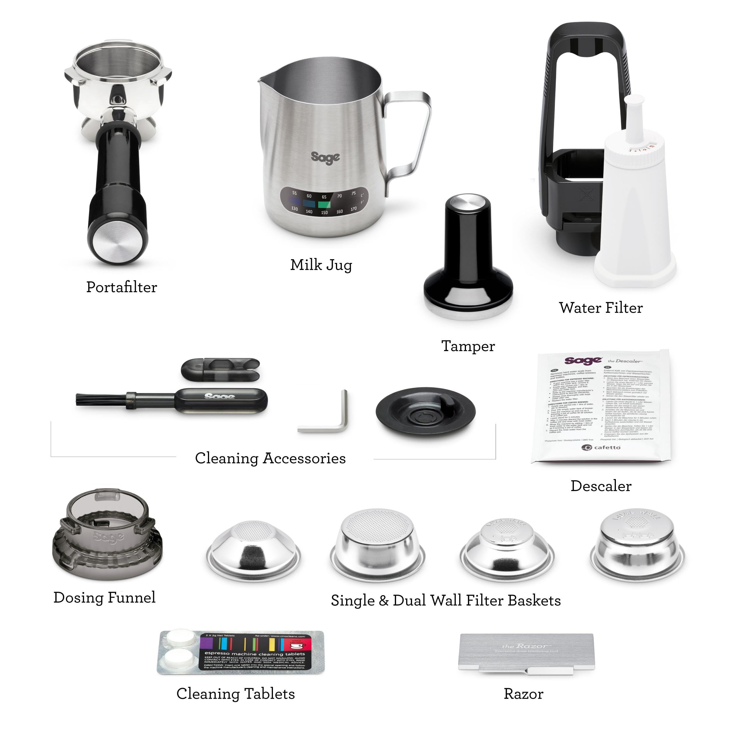 Sage - The Barista Express - Bean to Cup Coffee Machine with Grinder and Milk Frother, Black Gloss