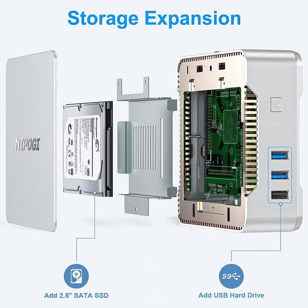 NiPoGi Mini PC Windows 11 Pro Mini PC Intel Alder Lake-N95 (Βeat N5105, up to 3.4GHz) 16GB RAM+512GB M.2 SSD Mini Computer Desktop Mini Computer 4K Dual Display/HDMI/WiFi/BT for Home/Business/School