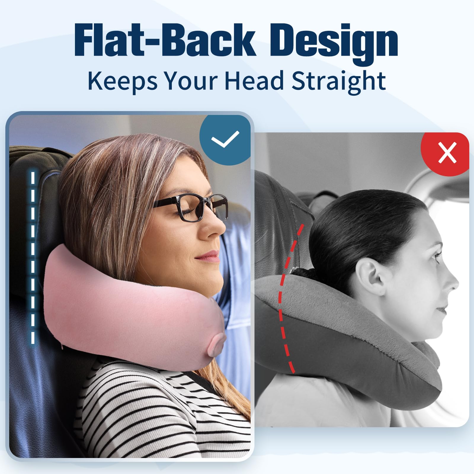 Cirorld Travel Pillow for Airplane, Neck Pillow for Travel, Memory Foam Travel Neck Pillow for Adults, Adjustable & Compact Flight Pillow, Ergonomic Neck Cushion, With Ear Plugs, Eye Mask, Carry Bag