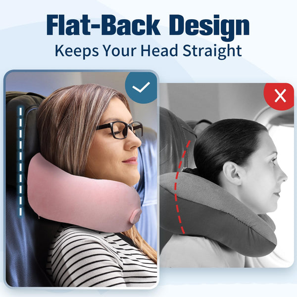 Cirorld Travel Pillow for Airplane, Neck Pillow for Travel, Memory Foam Travel Neck Pillow for Adults, Adjustable & Compact Flight Pillow, Ergonomic Neck Cushion, With Ear Plugs, Eye Mask, Carry Bag