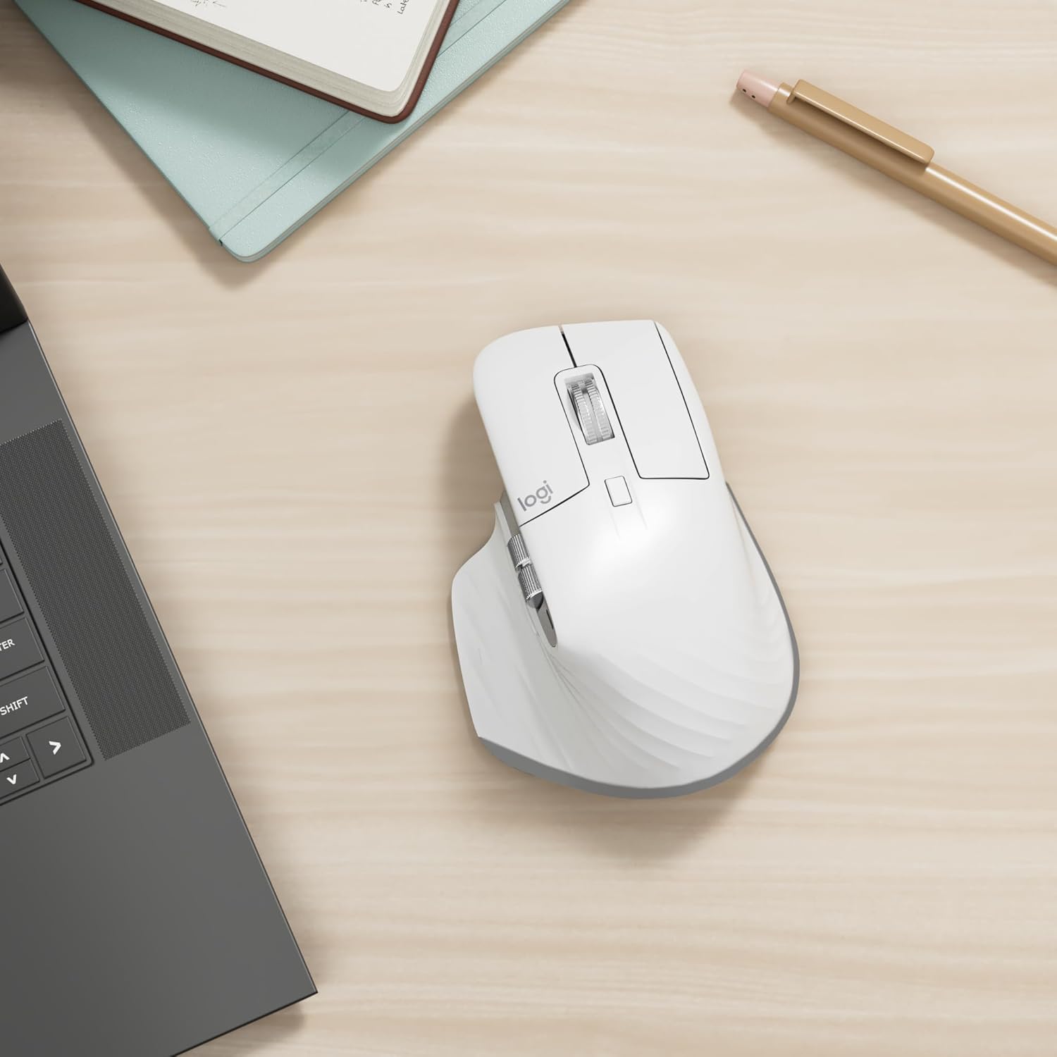 Logitech MX Master 3S for Mac - Wireless Bluetooth Mouse with Ultra-fast Scrolling, Ergo, 8K DPI, Quiet Clicks, Track on Glass, Customisation, USB-C, Apple, iPad - Pale Grey
