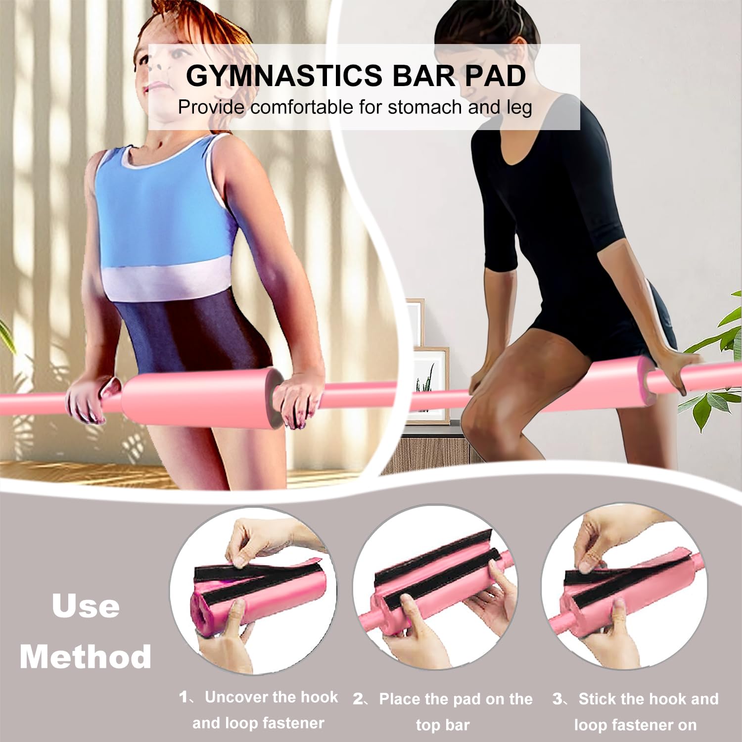 GYMMAGE Gymnastics Bars with Pad, Junior Training Kip Bar Gymnastics Equipment for Home Garden, Adjustable Height Gymnastic Folding Horizontal Bar