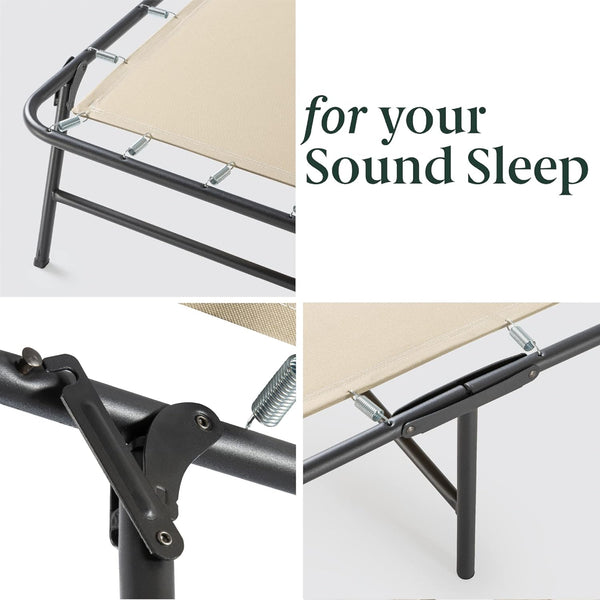 Zinus Single Folding Guest Bed frame with Foam Mattress 80x190 cm - 46 cm Height with Underbed storage - Metal Folding Guest Bed frame and Guest Mattress - Black