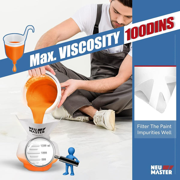 NEU MASTER Paint Sprayer, Orange Fence Paint Sprayer,[500W/1200ml/4 Nozzles/3 Patterns] HVLP Electric Spray Gun for Home Interior and Exterior, Cabinets, House, Fence, Ceiling