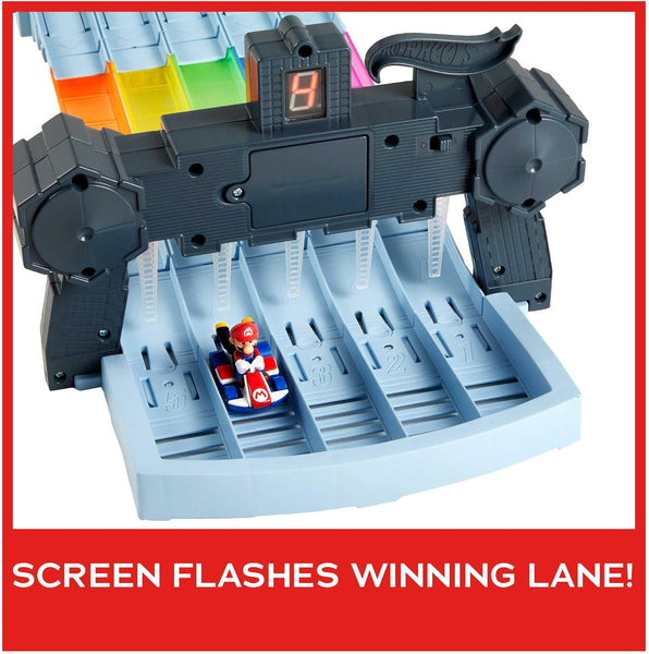 Hot Wheels Mario Kart Rainbow Road Raceway 8-Foot Track Set with Lights & Sounds & 2 1:64 Scale Vehicles, Toy Gift for Kids Ages 4 Years Old & Up, GXX41