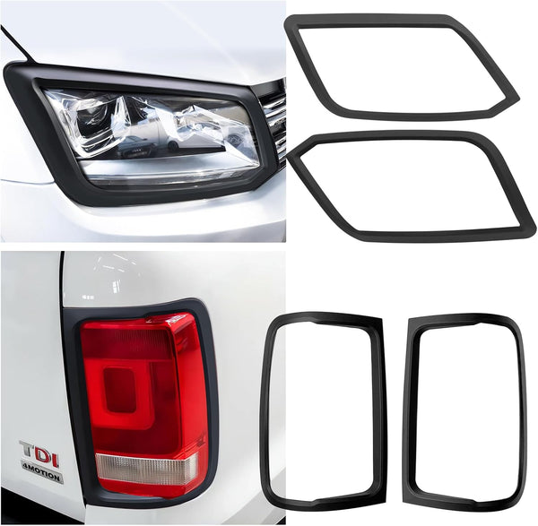 JHCHAN Headlight, Taillight Guard for VW Amarok Accessories 2011-2022 V5 V6 Aventura Atacama Canyon Highline Startline Trendline Front and Rear Light Kits Surround Trims Cover External Black Protector