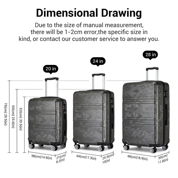 Kono Fashion Hand Luggage Lightweight ABS Hard Shell Trolley Travel Suitcase