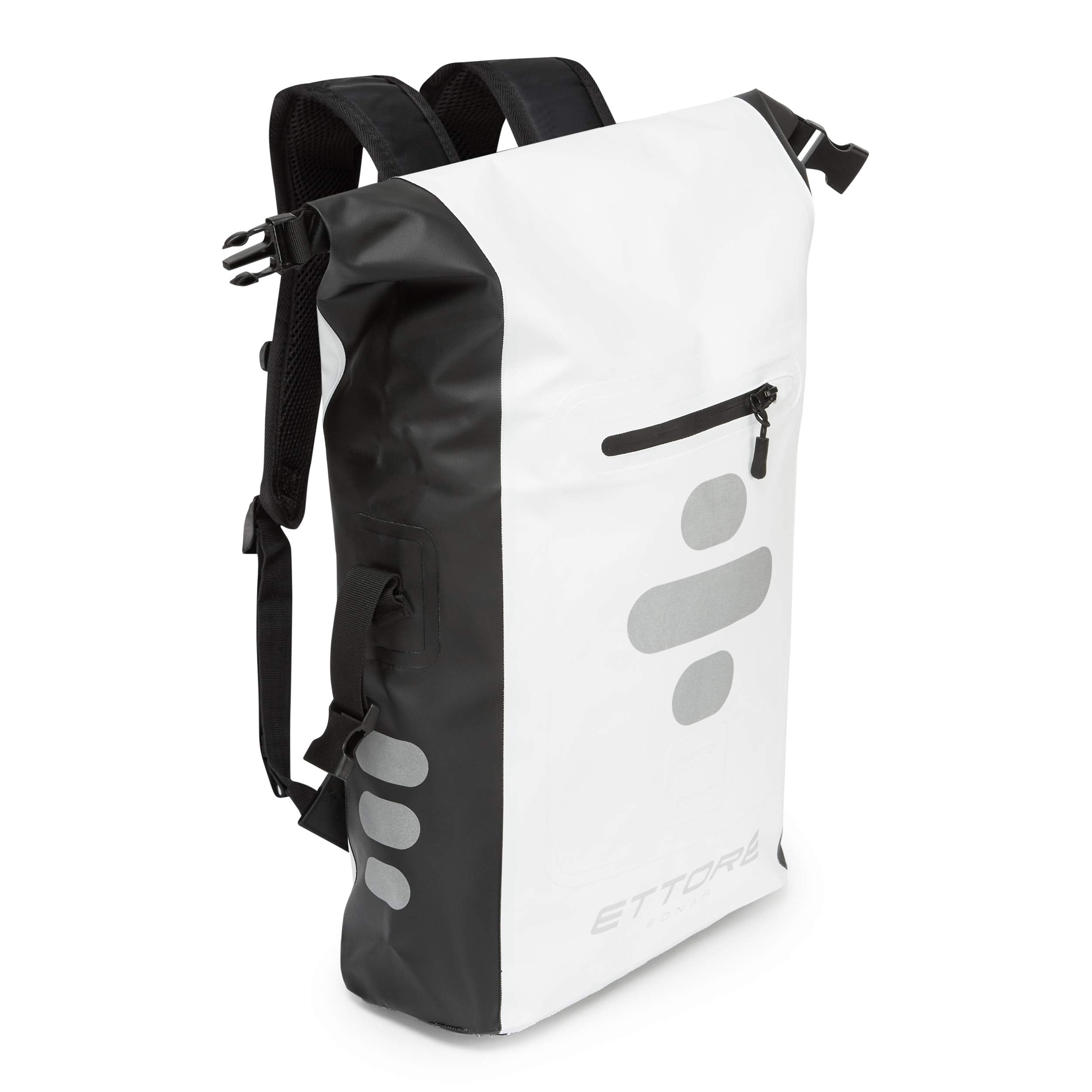 Ettore Cycling Rucksack 100% Waterproof Dry Bag 25L - Black/White - Sonar
