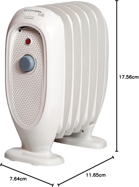 Dimplex OFRB7N Eco Chico Mini Radiator, Oil Free Column Heater, Freestanding 700w Electric Heating Unit, Quiet Plug In Lightweight Portable Compact Electric Home Heater with Thermostat – White