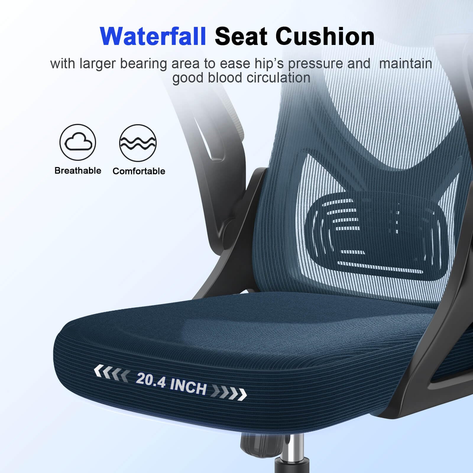 Office Chair - Ergonomic Desk Chair with Lumbar Support Headrest Adjustable, Padded Flip-up Armrests Comfy Seat Cushion High Back Executive Manager Chair For Home Office