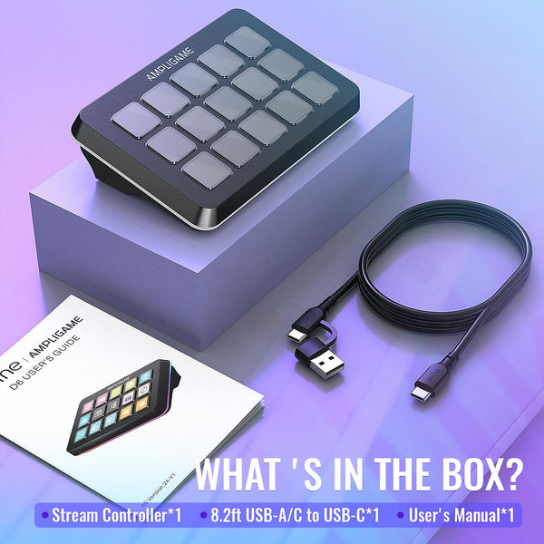 FIFINE Streaming Controller with 15 Customizable Keys for Live Stream, Gaming and Podcast, Macro Keyboard Compatible with Twitch/OBS/YouTube/Streamlabs Etc, White Keypad for Mac and PC - D6W