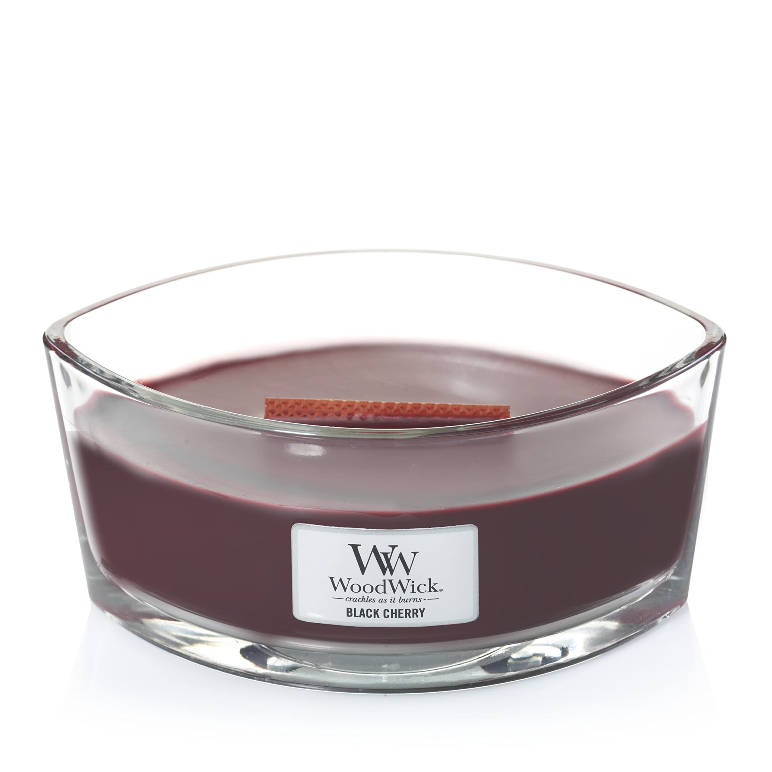 WoodWick Ellipse Scented Candle, Black Cherry, with Crackling Wick. Burn Time: Up to 50 Hours