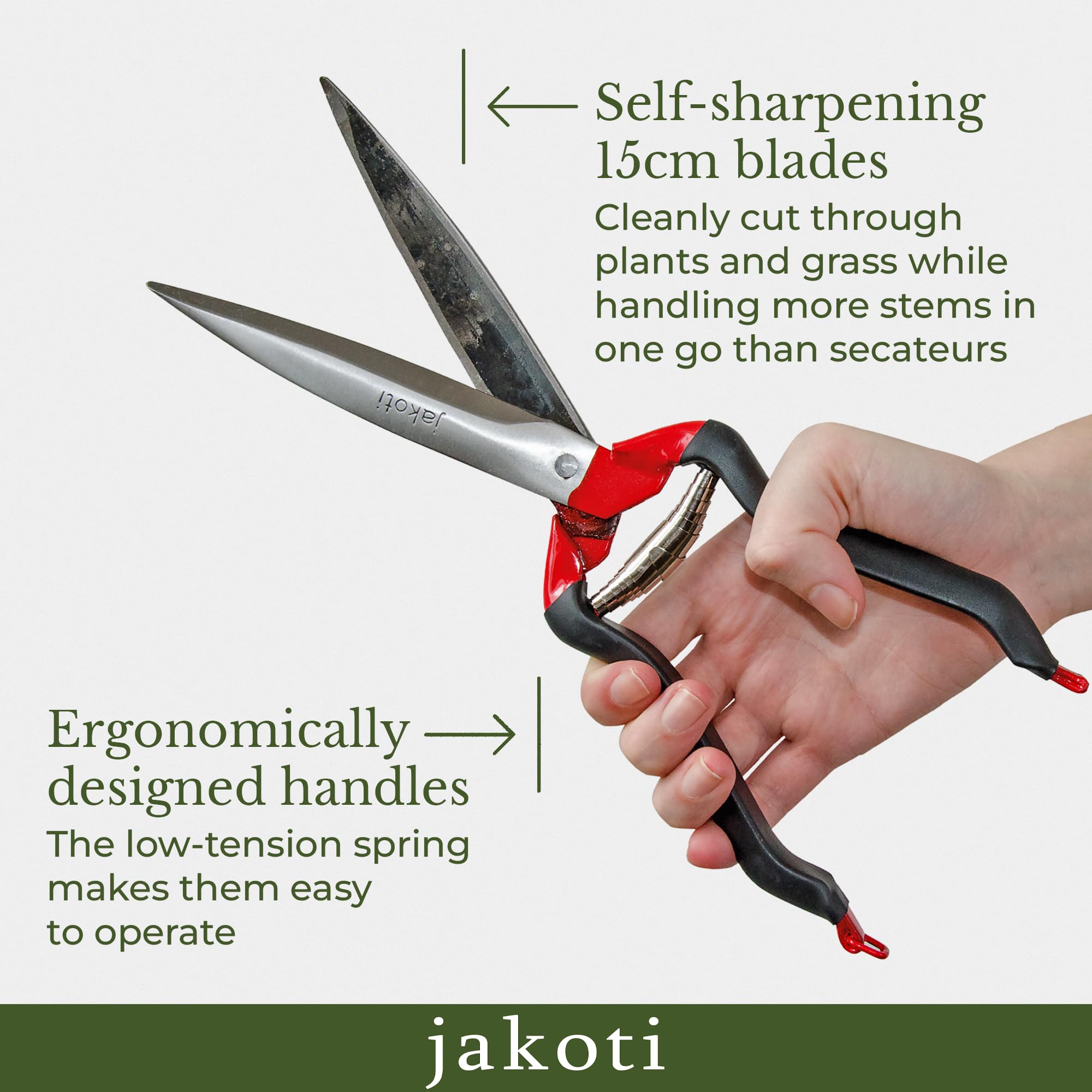 Jakoti Hand Shears (L30cm) One Handed Garden Shears for Grasses, Topiary & Pruning. Ultra Sharp Sheep Shears for Dagging, Shearing & Trimming. 15cm