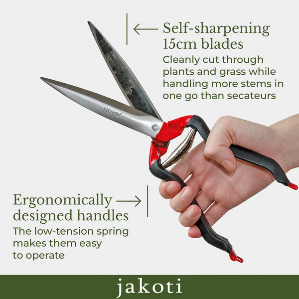 Jakoti Hand Shears (L30cm) One Handed Garden Shears for Grasses, Topiary & Pruning. Ultra Sharp Sheep Shears for Dagging, Shearing & Trimming. 15cm