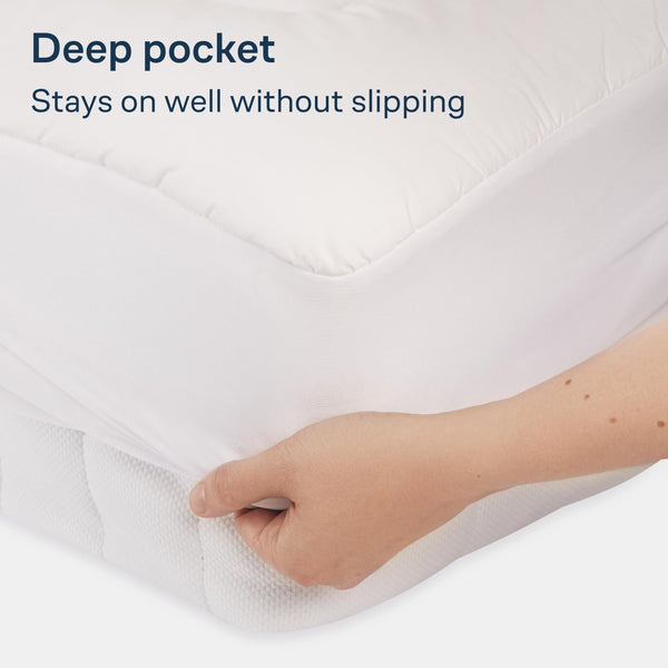 Niagara Cotton Single Mattress Topper - 2.5 cm Thick Breathable Pillow Top Mattress Pad for Back Pain Relief - Pocket Topper Fits 20-50 cm Mattress