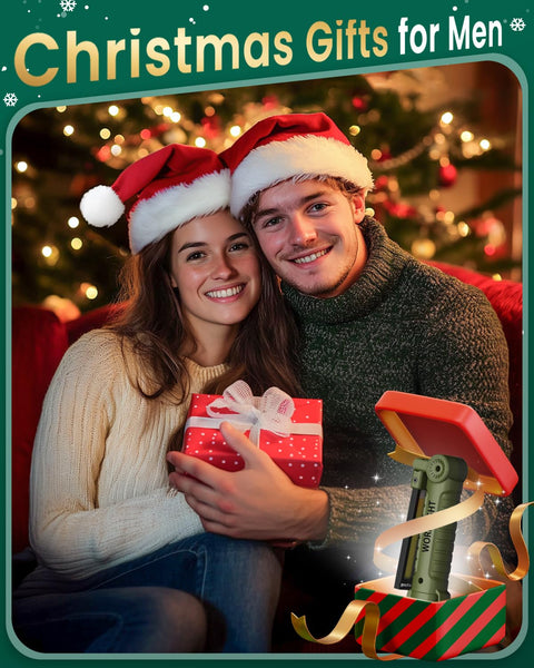 Coquimbo Work Light Christmas Stocking Fillers Gifts for Men Him, LED Torch Rechargeable Inspection Lamp Mechanic Emergency BBQ Light 360° Rotate with Magnetic Base and Hook (2 Pack, Black)