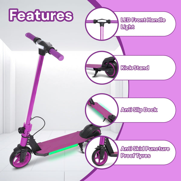 Electric Scooter Kids Foldable Mobility Scooters E Bike With RGB LED Lights For Ages 6-12 Boys Girls | 3 Speed Modes | 6-10 KM Range Dual Braking System 150W Motor Gift for Children