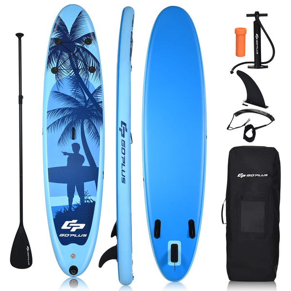 COSTWAY 9.7FT/11FT Inflatable Stand Up Paddle Board, 16cm Thick SUP with Accessories, Carry Bag, Adjustable Paddle, Hand Pump, Bottom Fin, Ankle Leash, Non-Slip Deck, for All Levels