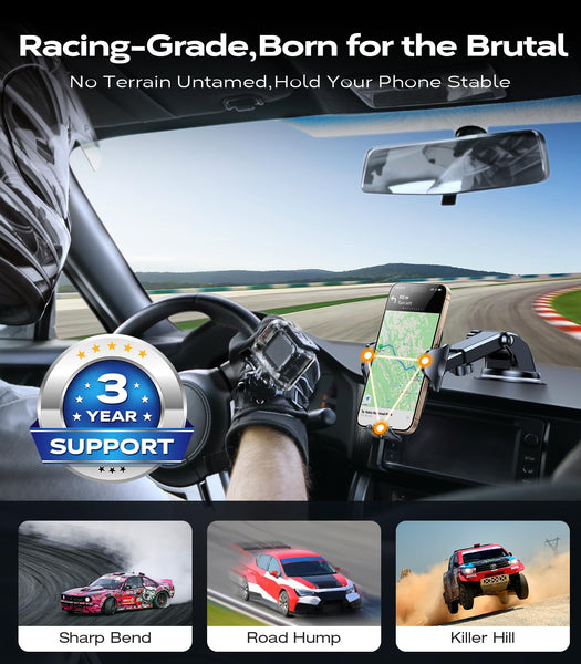 2025 BEST [Rally Racing-Grade] Car Phone Holder for Cars [88+LBS Strongest Suction] 3In 1 Dashboard Windscreen Vent Mobile Phone Holder for Car [Big phone & Thick Case Friendly] for iPhone Samsung