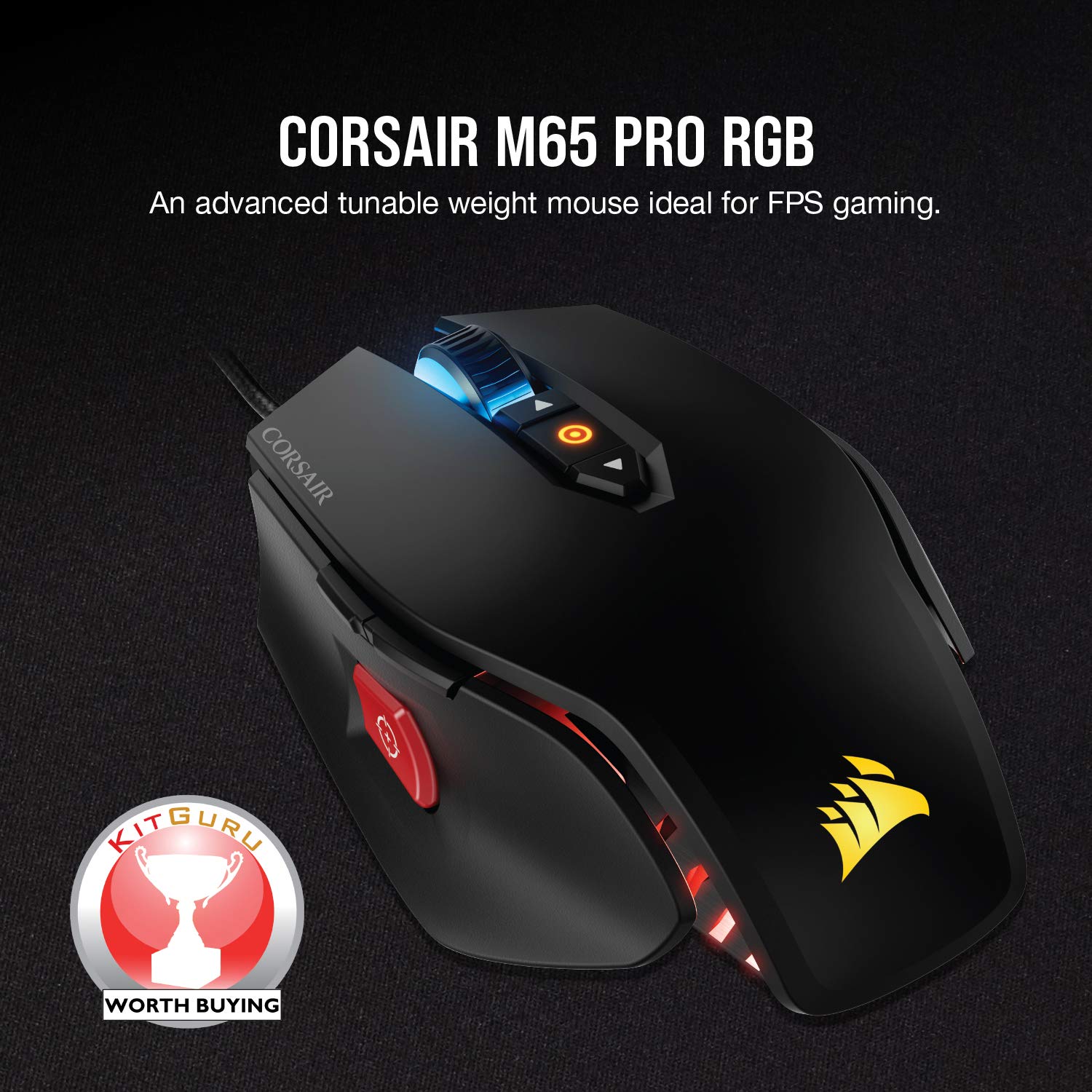 CORSAIR M65 RGB ULTRA WIRELESS Tunable FPS Gaming Mouse – 26,000 DPI – Sub-1ms Wireless – Weight System – Up to 120hrs Battery – iCUE Compatible – PC, Mac, PS5, PS4, Xbox – Black