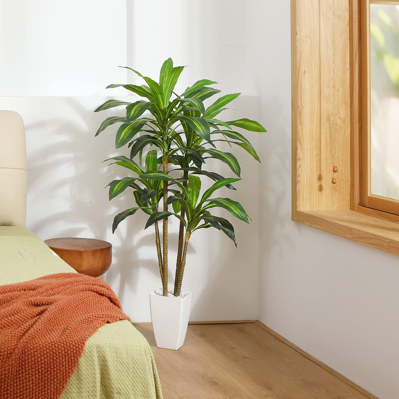 Fopamtri Artificial Dracaena Tree Decorative Plant 120 cm Artificial Plants Indoor with 74 Leaves, Tropical Fake Plant in Pot for House Bedroom Office