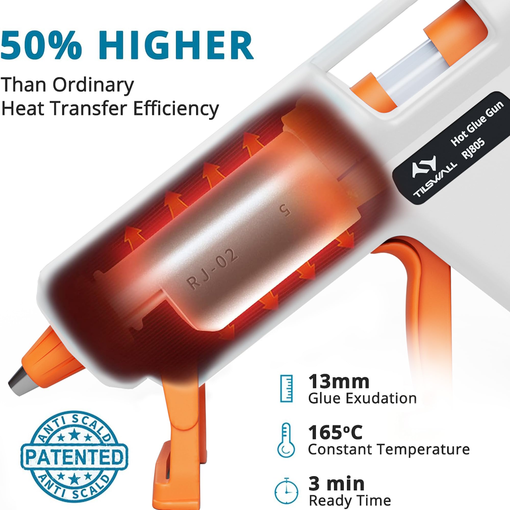 Tilswall Hot Glue Gun Kit, 50W Mini Melt Gun with 75pcs 130mm Glue Sticks for Crafting, DIY, Art, Sealing, Home Repairs, Cards, and Glass