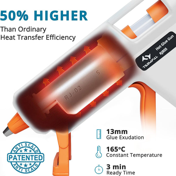 Tilswall Hot Glue Gun Kit, 50W Mini Melt Gun with 75pcs 130mm Glue Sticks for Crafting, DIY, Art, Sealing, Home Repairs, Cards, and Glass