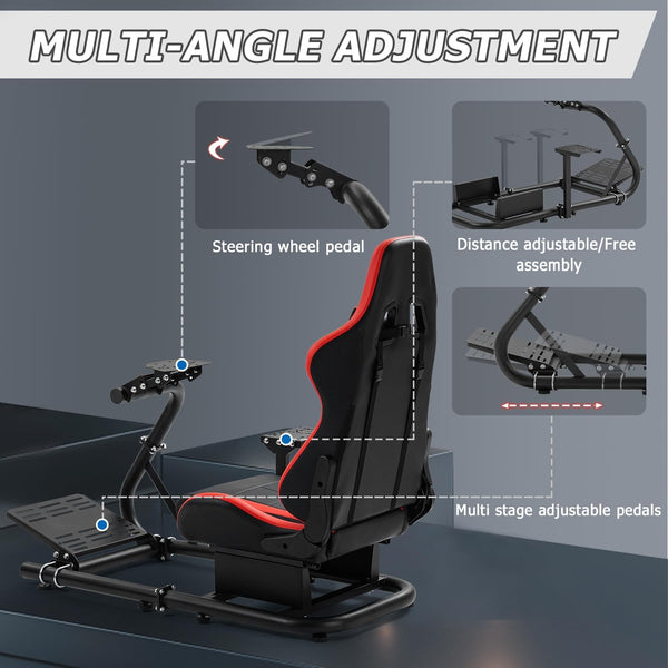 Minneer Racing Simulator Cockpit Universal Steering Wheel Stand with Seat suitable for Logitech G25 G27 G29 G920 G923 Thrustmaster T300 Fanatec, Racing wheel, Pedal not Include