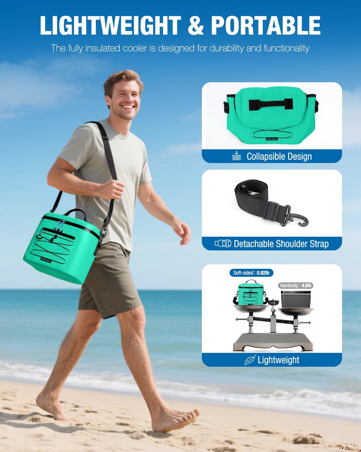 YULEEE 7/15/20L Insulated Cooler Bag - Large Multi-Functional Picnic Lunch Bag for Men & Women,Waterproof Leakproof Perfect for Beach, Family,Travel, Camping, Work,BBQ,and Outdoor Activities