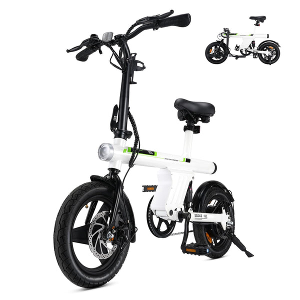 Finbike U1 Electric Bike for Adult/Teens,14" Folding Electric Bicycle with LCD Display,25KM/H & 45KM Range,4H Fast Charge,4 Riding Modes,Rear Shock Absorber,120KG Capacity,Compact Foldable Ebike