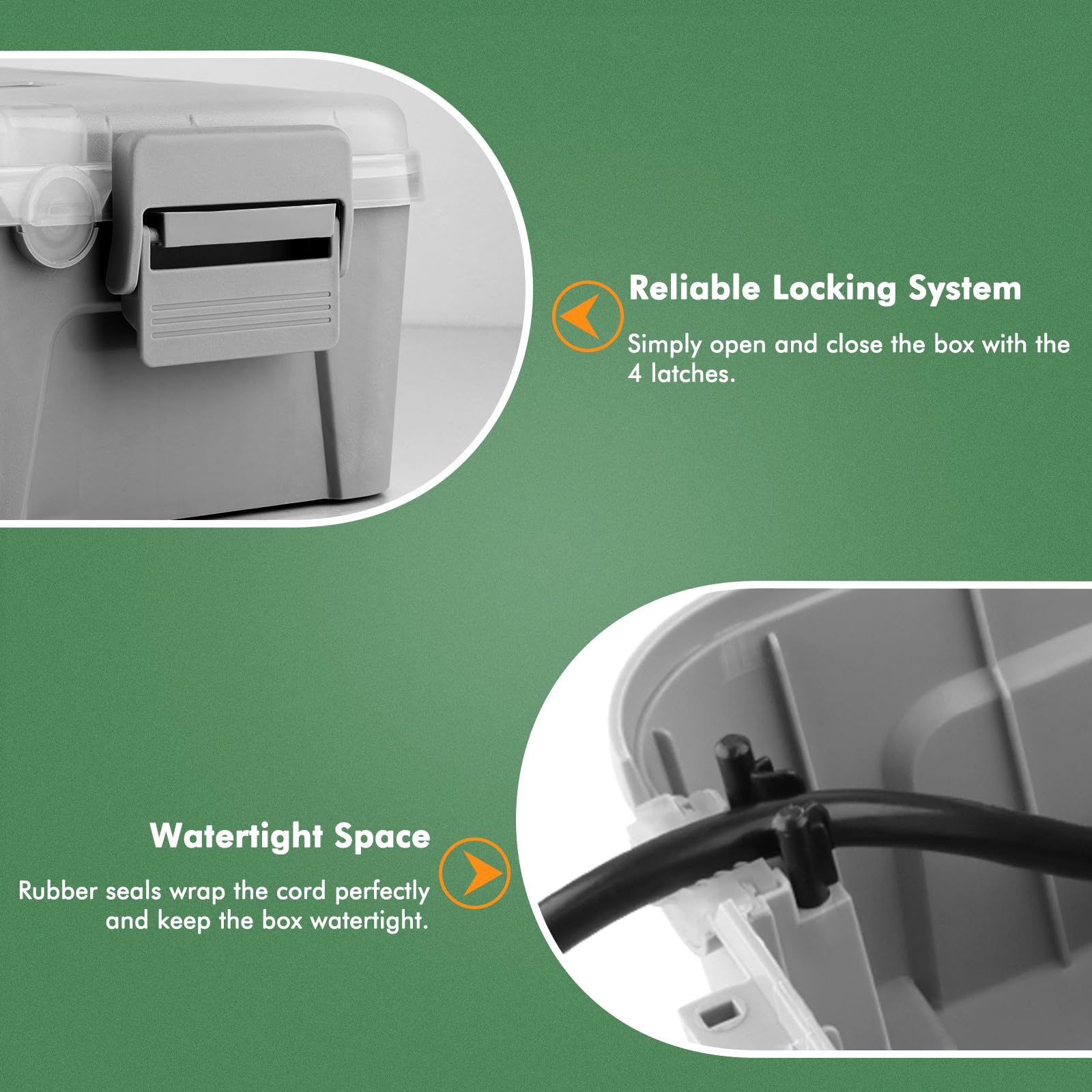 RESTMO Extra Large Waterproof Electrical Box, IP54 Weatherproof Outdoor Outlet Cover, Protect Outlet, Plug, Timer, Power Strip (Not Included), Holiday Light Decoration, 32 x 22 x 13 cm, Black