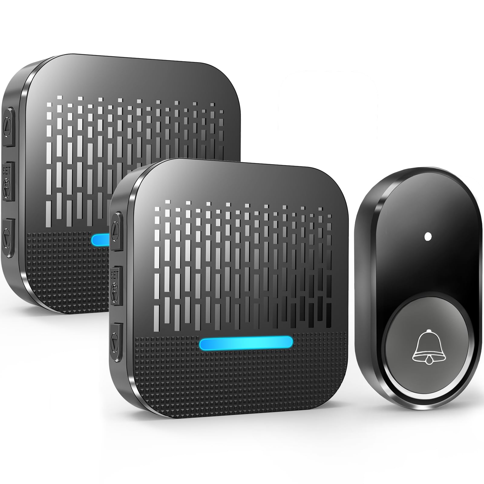 Kabol Wireless Doorbell, Plug in 1000ft Cordless Door Bell Chime, 55 Melodies, 5 Volume Levels, IP65 Waterproof Door Bells Wireless Kits, 2 Battery Operated Button and 3 Receivers with LED Indicator