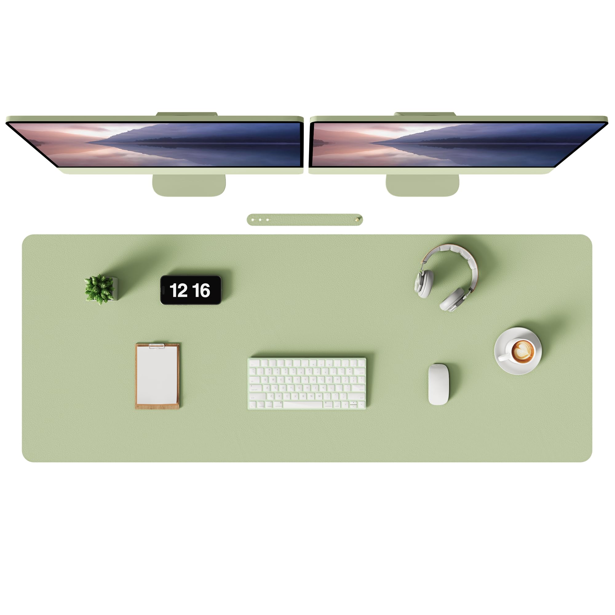 MOLMO Non-Slip Desk Mat, Waterproof Desk Pad Table Protector, Easy Clean Laptop Mat Large Mouse Pad Leather Writing Mat with Suede for Office /Home/Decor (Light Green, 60 x 35 cm)