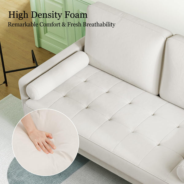 Vesgantti Small 2 Seater Sofa Blue, Comfy Sofa Couch with Spring Cushion, Velvet Sofa with Wood Legs, Modern Love Seat Sofa, Sofa 2 Seater for Living Room, Small Sofa for Bedroom, Blue Office Sofa