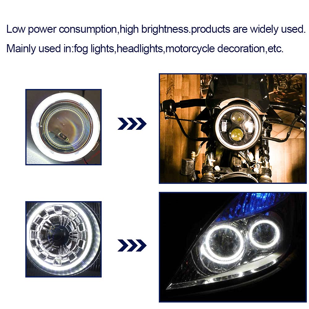 Qasim Car Angel Eyes COB Light Halo Ring 120MM 93SMD Headlight Lamp White 12V 24V(Pack of 2PCS)