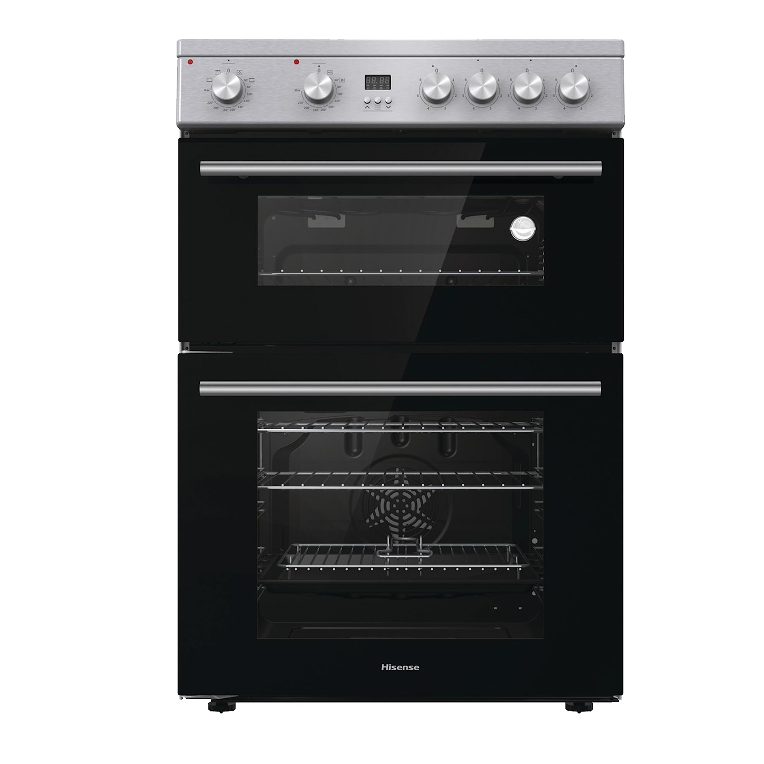 Hisense HDE3211BBUK 60cm Electric Cooker with Ceramic Hob-Black , A Rated Double Oven