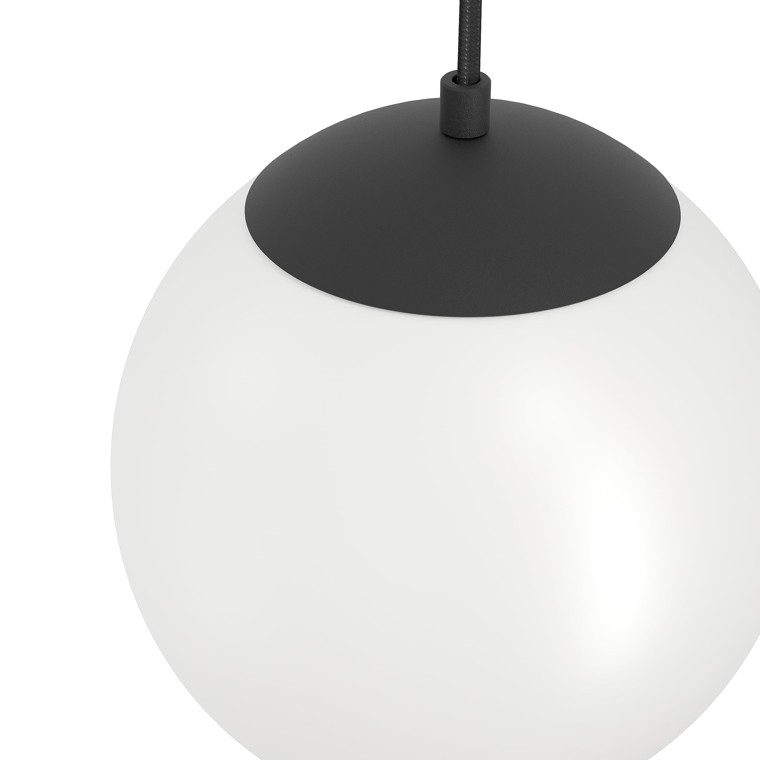 Eglo Hanging lamp Rondo 3, lamp Holder with Cable and Plug, Pendant lamp Above Dining Table, Dining Room lamp Made of Black Metal and White Glass, E27