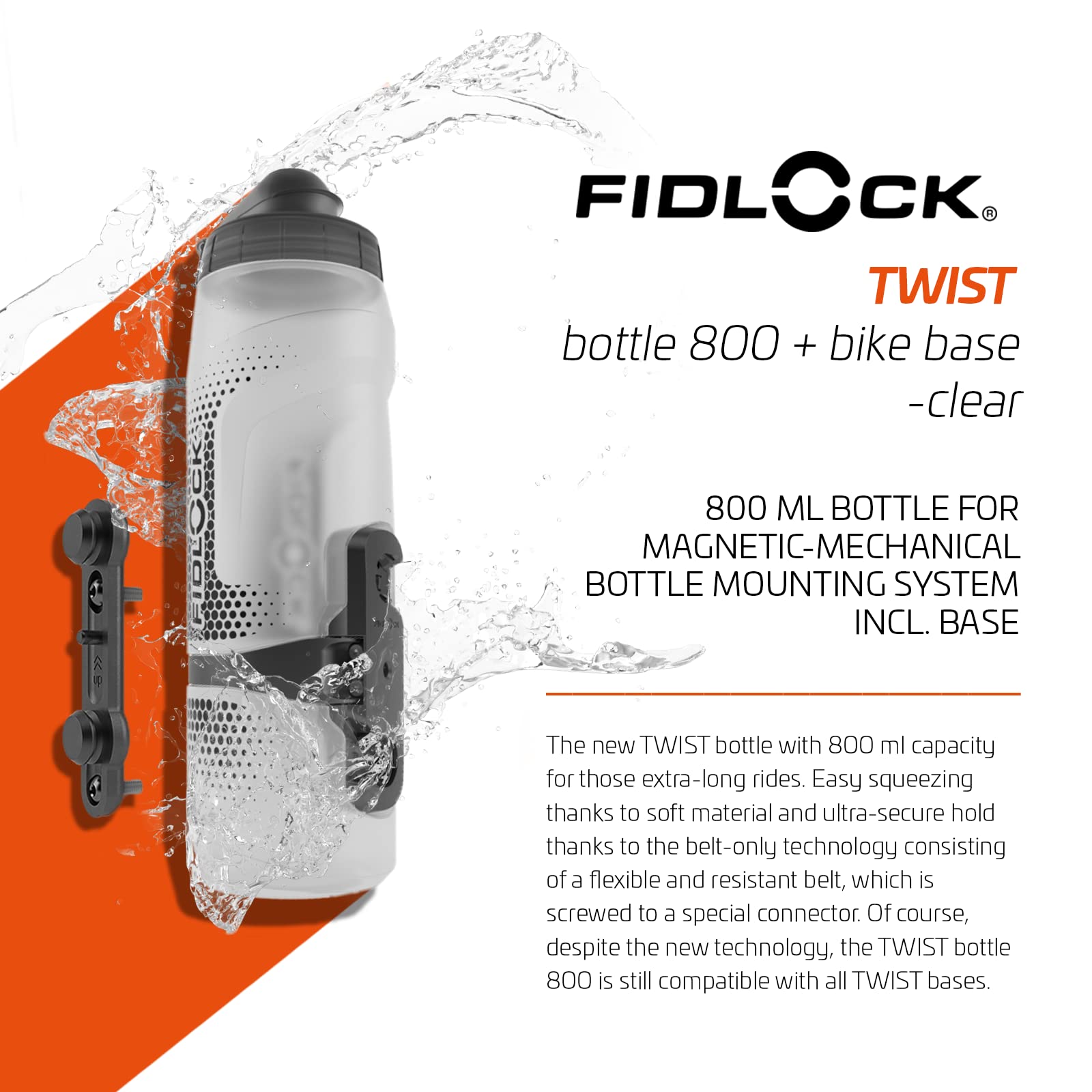 Fidlock Twist Bottle Set 800 + Bike Base Transparent Clear