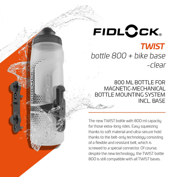 Fidlock Twist Bottle Set 800 + Bike Base Transparent Clear