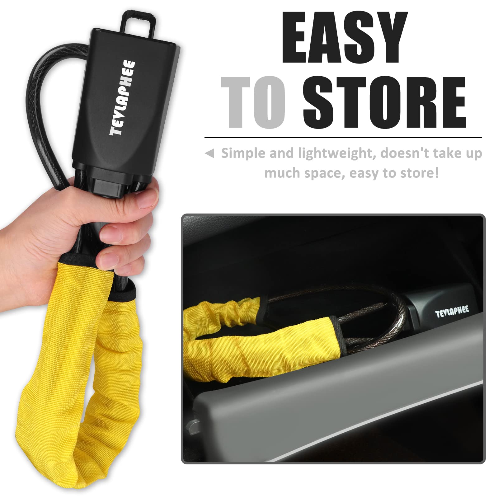 Tevlaphee Steering Wheel Lock, Steering Lock, Car Steering Wheel Locks, Steering Wheel to Seat Belt Lock, High Visibility Car Lock Anti-Theft Device, Heavy Duty, Universal Fit, 3Keys (Green)