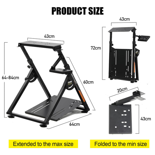 GTPLAYER Steering Wheel Stand for G25 G27 G29 G920 Foldable Racing Wheel Stand with Cup Holder Adjustable Height/Angle, Driving Simulator Gaming Wheel Stand