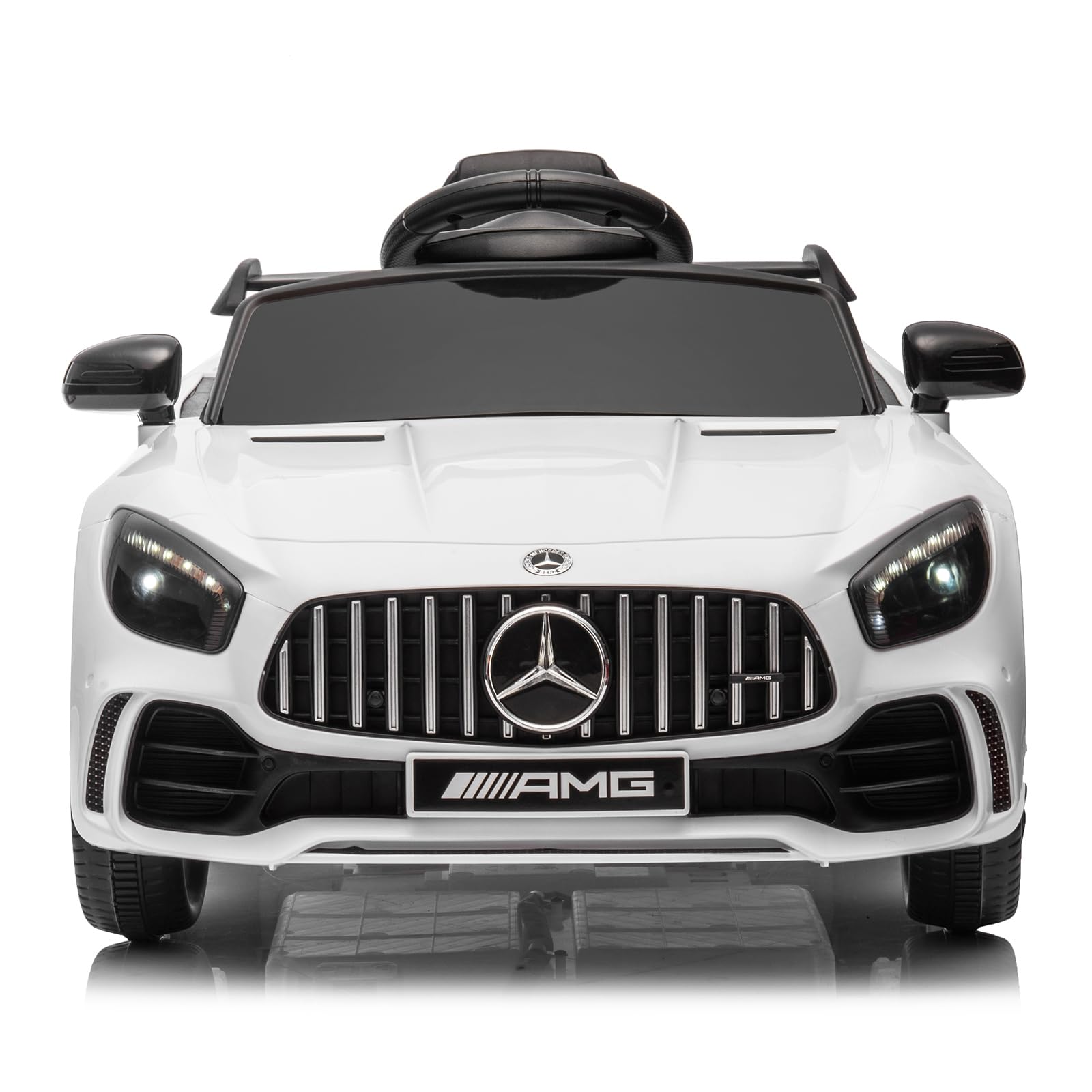 Karlhome 12V Ride on Car, Licensed Mercedes Benz AMG GTR with Parental Remote, 2 Motors Electric Car for Kids to Drive w/Wider Seat, LED Lights, Openable Doors, MP3, Smooth Start, 3 Speeds - Black